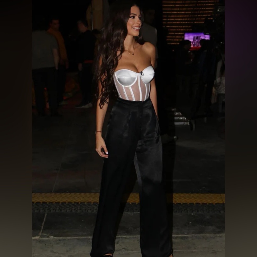 White Satin Pants from Percert Corset